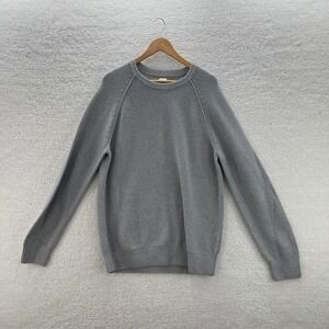 Gap Sweater Mens Large Gray Waffle Knit Fisherman Outdoor Cabin Hiking Preppy